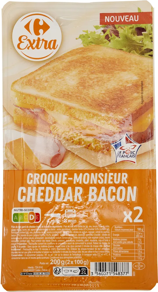 Croque-monsieur cheddar bacon