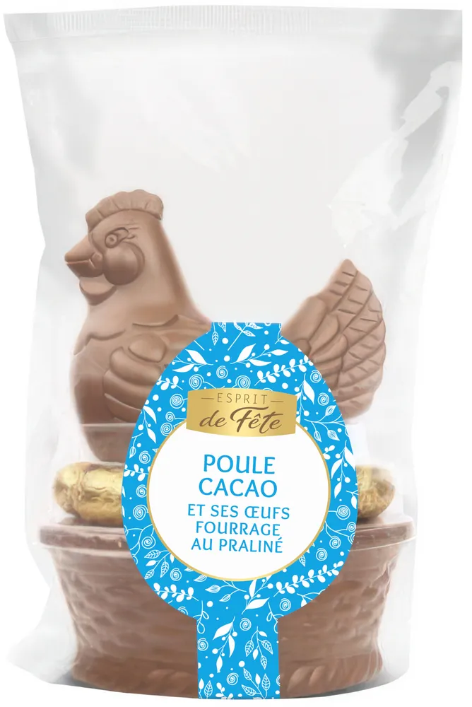 (en majeur) Poule cacao (en mineur) et ses oeufs fourrage au praliné
