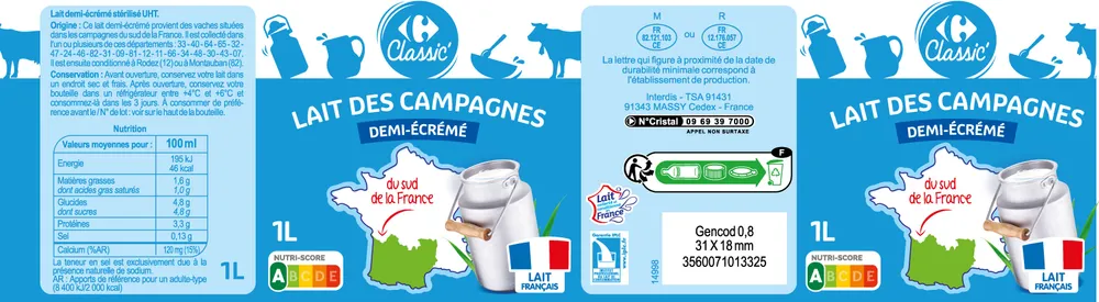 Lait des campagnes du sud de la france