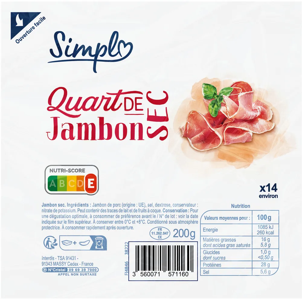 Quart de jambon sec
