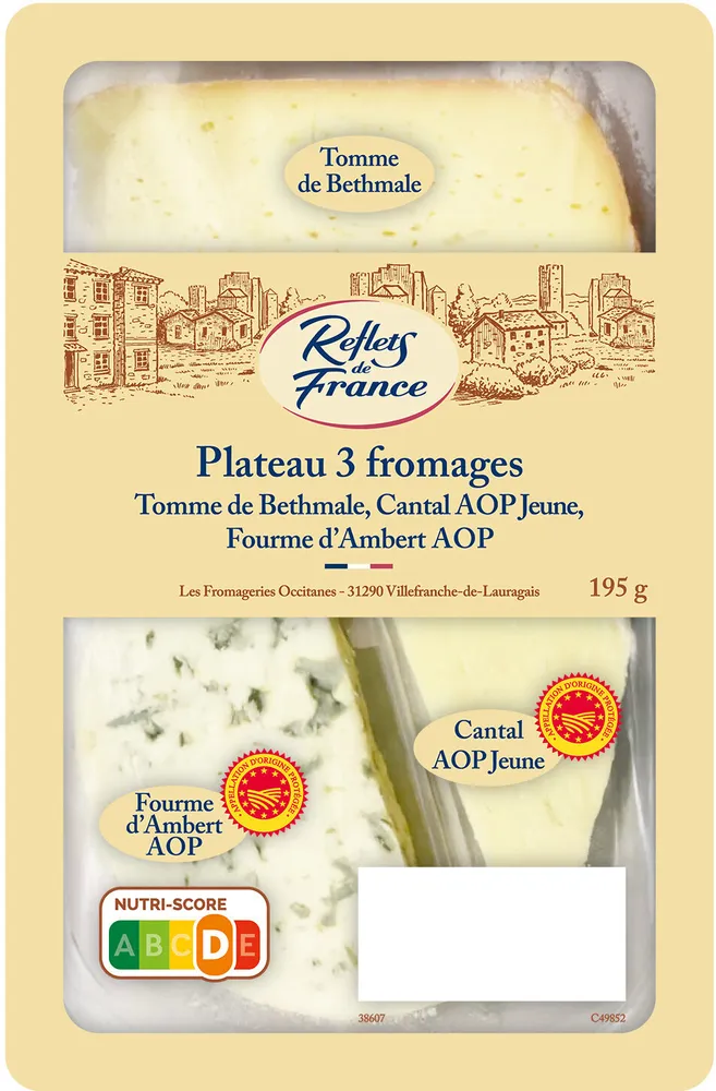 Plateau 3 fromages Tomme de Bethmale, Cantal AOP Jeune, Fourme d'Ambert AOP