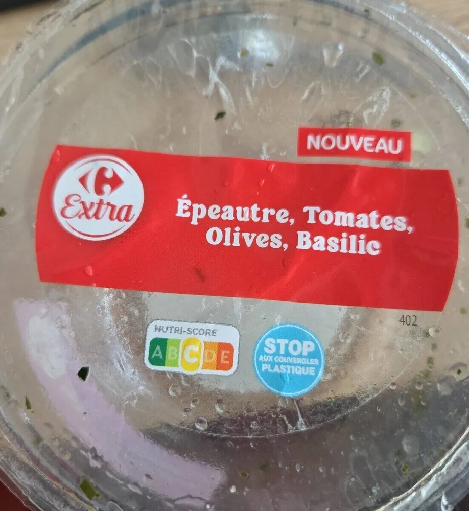 Salade épeautre, tomates, olives, basilic