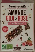 Barres aux amandes, baies de goji, pétales de rose et huile essentielle de géranium