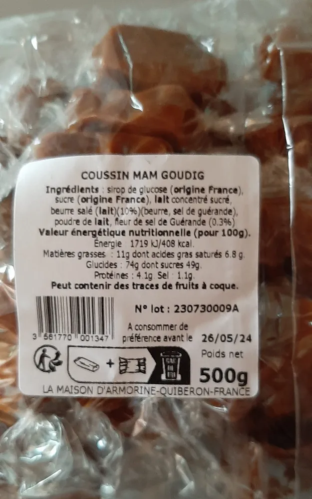 caramels coussin mam goudig
