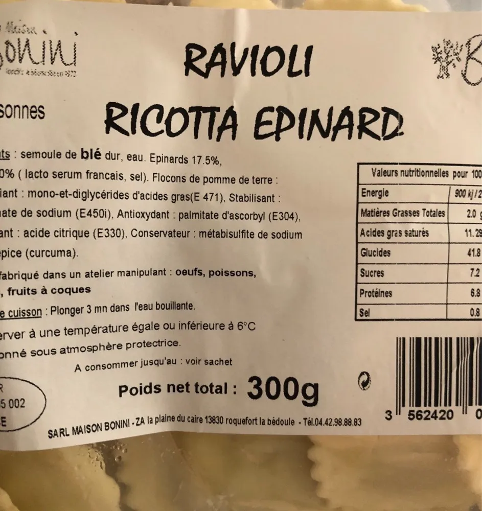 Ravioli ricotta epinard
