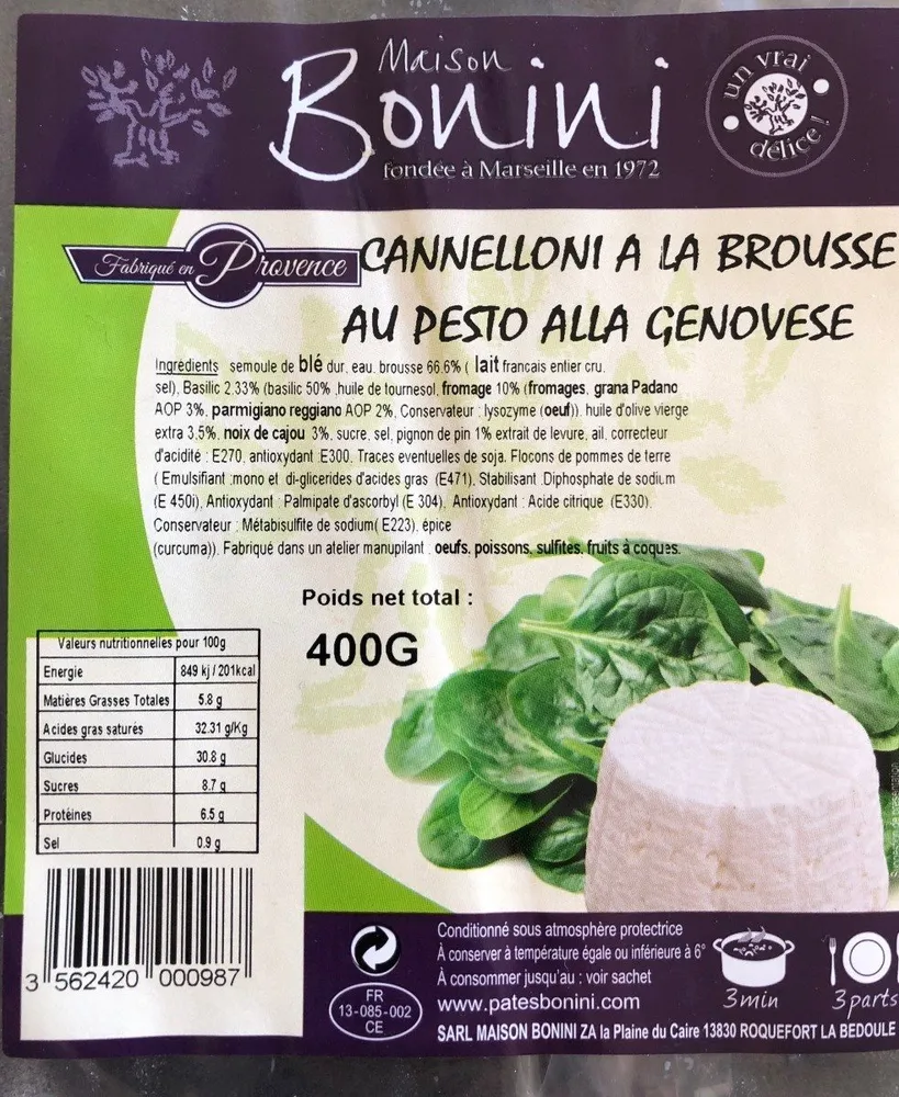 Cannelloni a la Brousse au pesto Genovese