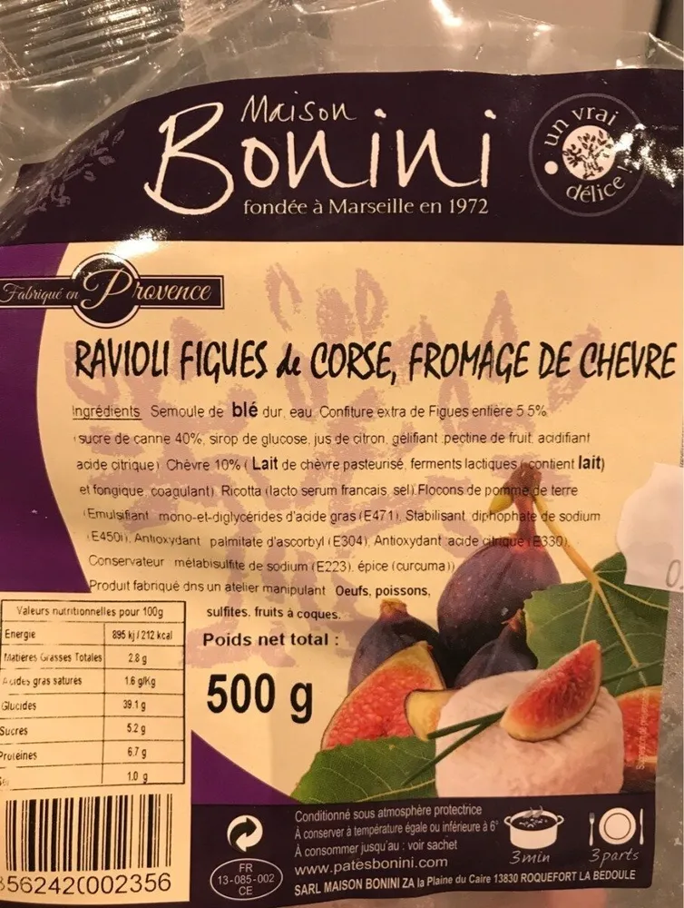 Raviolis figues de corse, fromage de chevre