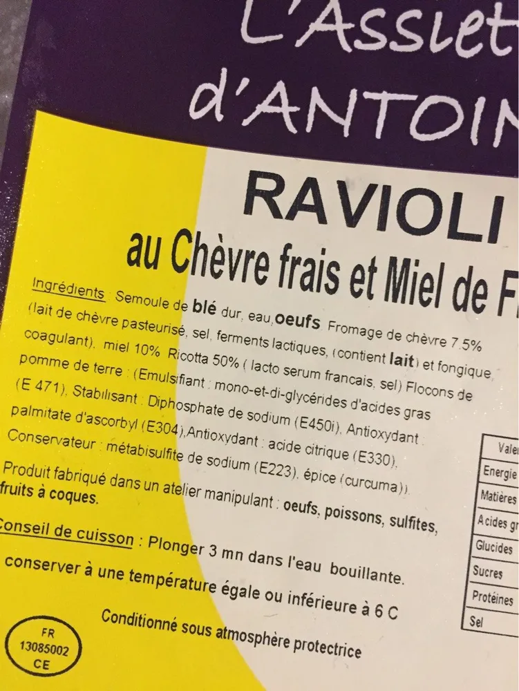 Ravioli chevre miel