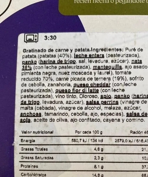 Gratinado de carne y patata