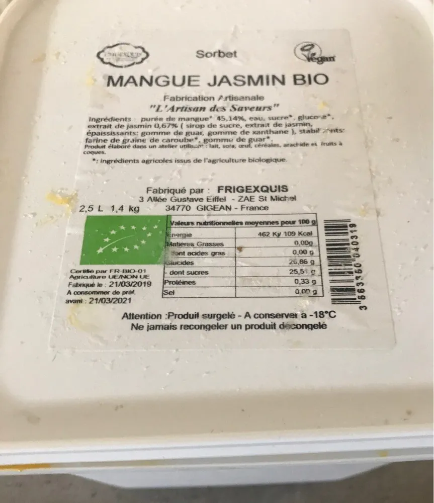 Mangue jasmin bio