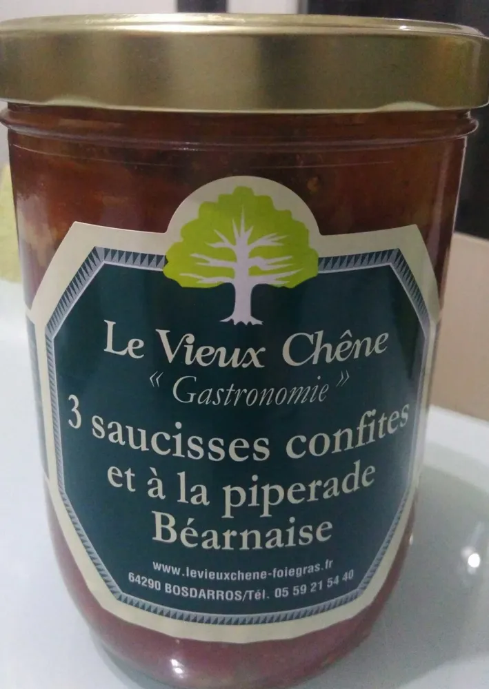 3 Saucisses Confites à la Piperade Béarnaise