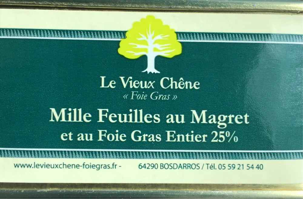 Mille feuilles au magret et au foie gras entier 25%
