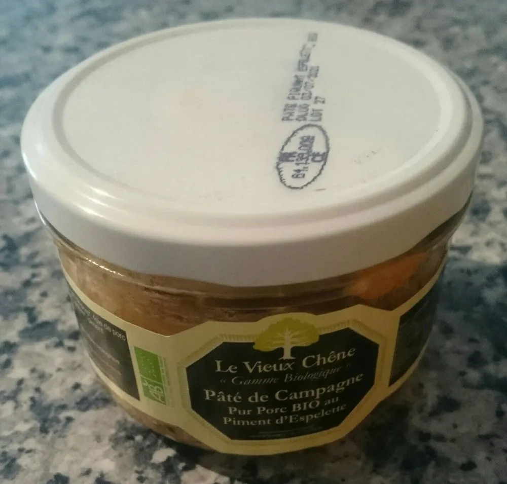 Pâté de campagne Pur Porc Bio au Piment d'Espelette