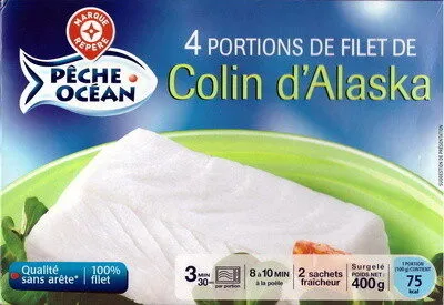4 Portions de Filet de Colin d'Alaska, Surgelé
