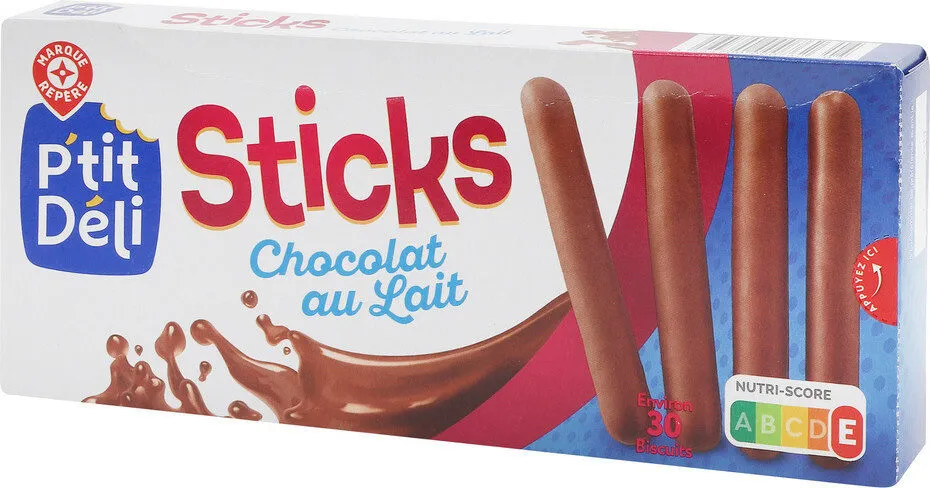 Bâtonnets enrobés de chocolat au lait