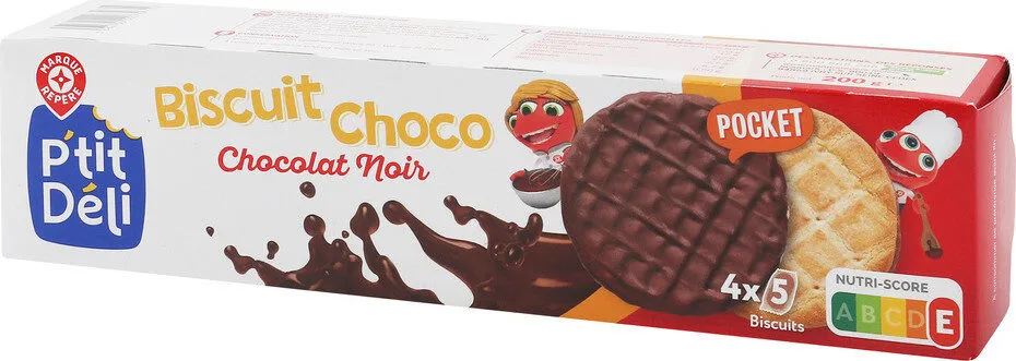 Biscuits ronds nappés de chocolat noir