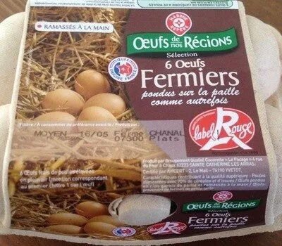 Oeufs Fermiers (x 6) label Rouge calibre Moyen