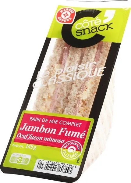 Sandwich jambon fumé-oeuf mimosa