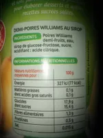 Poires william 1/2 fruits au sirop