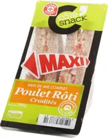 Sandwich maxi poulet rôti crudités