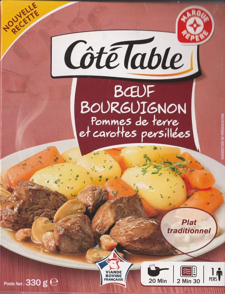 Boeuf Bourguignon, Pommes de terre et carottes persillées