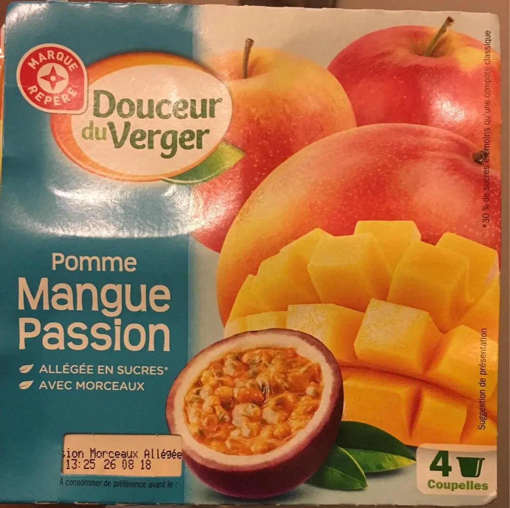 Compote allégée pomme mangue passion