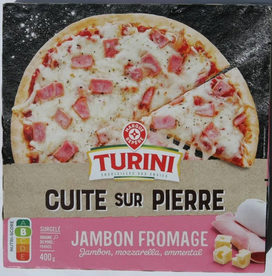 Pizza jambon/fromage cuite sur pierre pâte fine