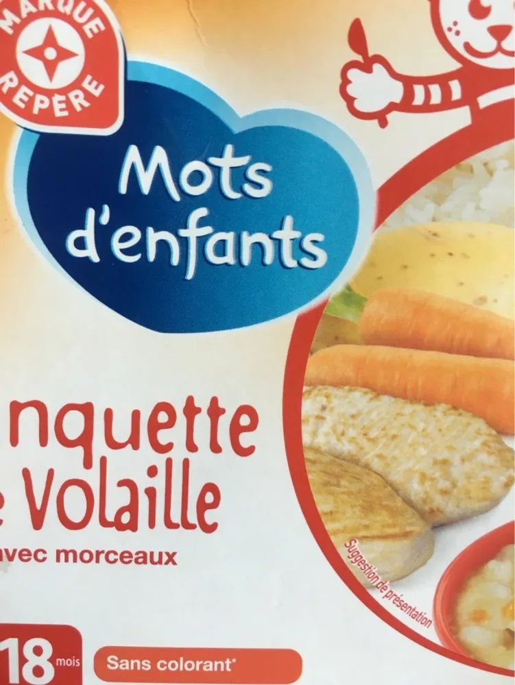 Repas Blanquette Mots D'enfants, 18mois