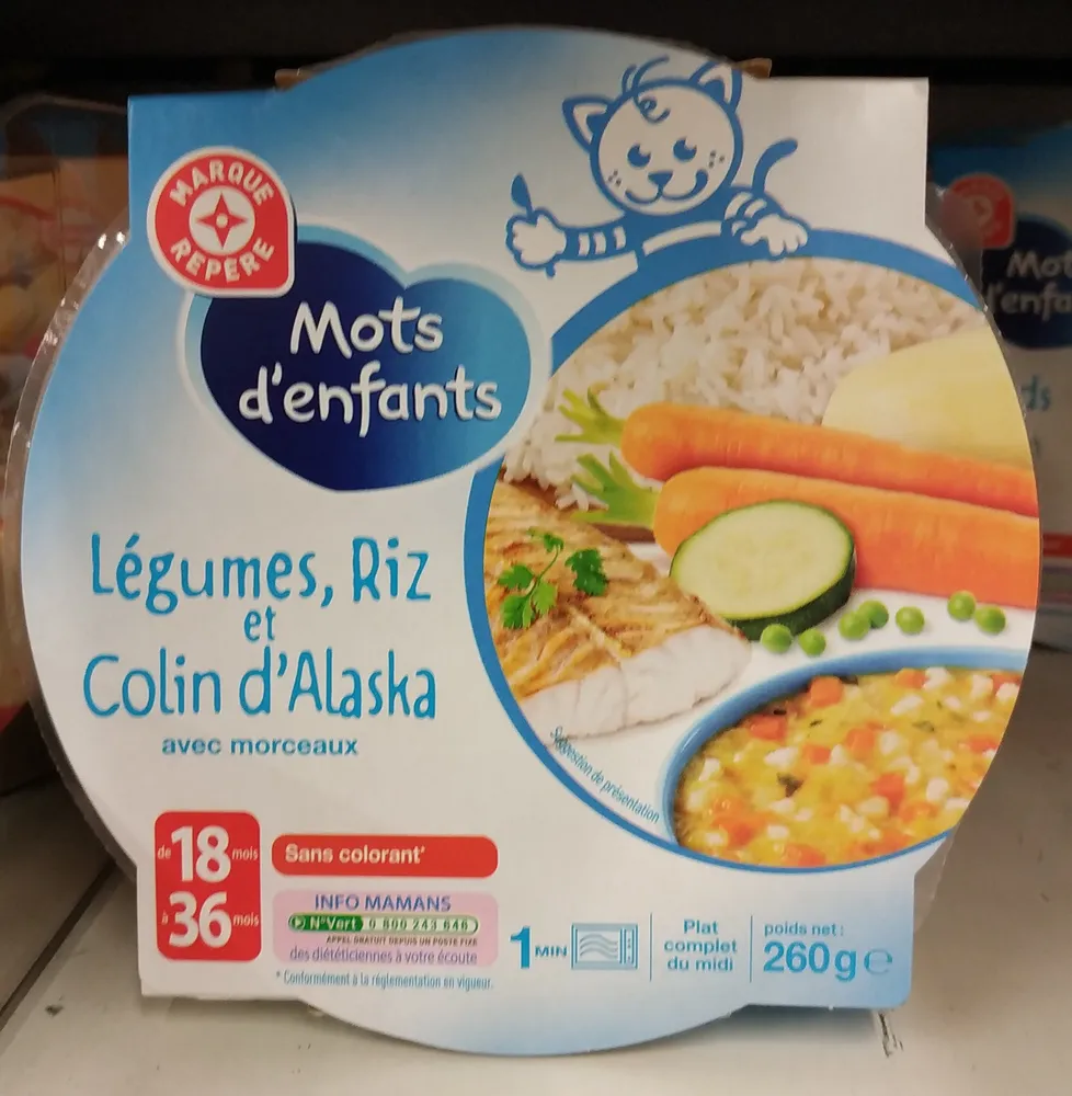 Legumes riz et colin d Alaska 260g 18 36 mois