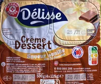 Crème dessert vanille sur lit de chocolat