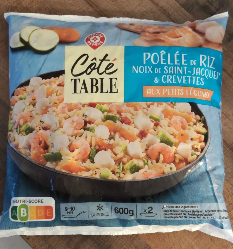 Poêlée de riz, crevettes et noix de Saint-Jacques