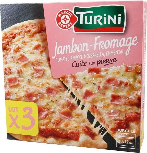 Pizza jambon/fromage cuite sur pierre - 350 g x 3