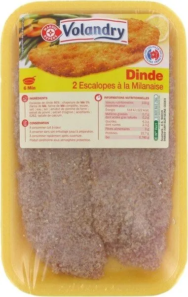 Escalopes de dinde à la milanaise x 2