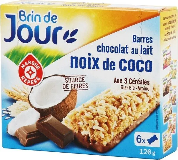 Barres céréales chocolat au lait noix de coco x 6