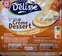 Crème dessert saveur vanille sur lit de caramel