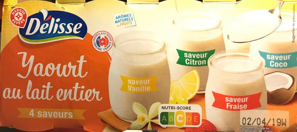 Yaourts au lait entier 4 saveurs