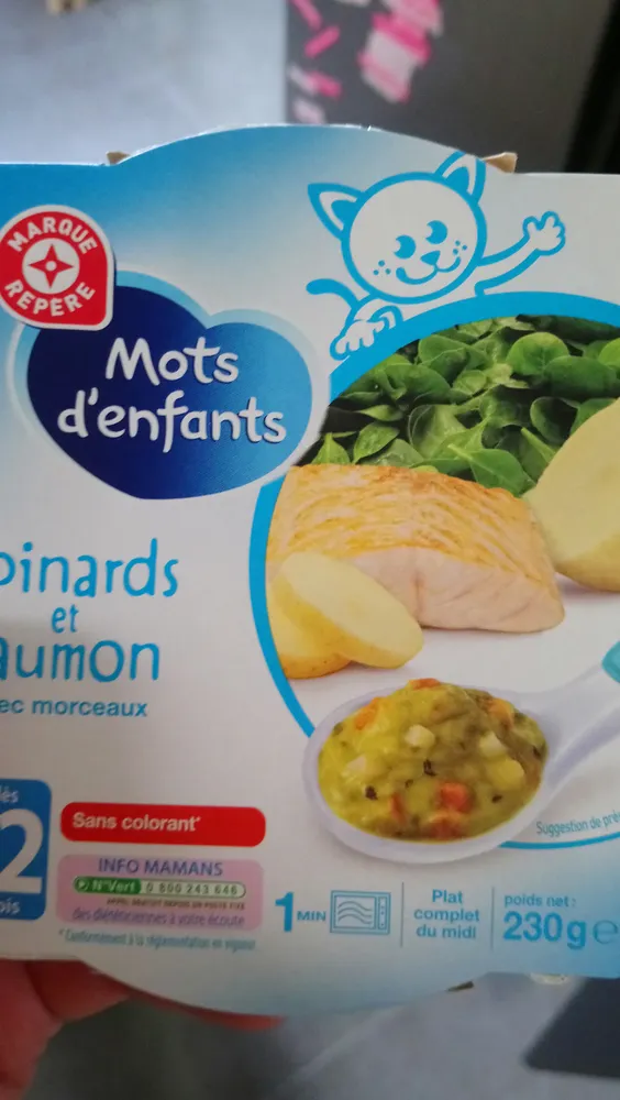 Assiette Mots d'Enfants Saumon épinard 12 mois