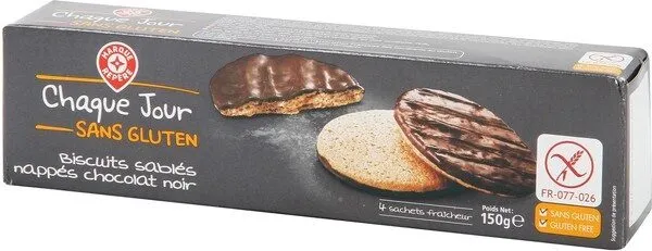 Biscuits sablés nappés au chocolat noir sans gluten