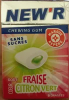 Chewing gum sans sucres goût fraise coeur citron vert