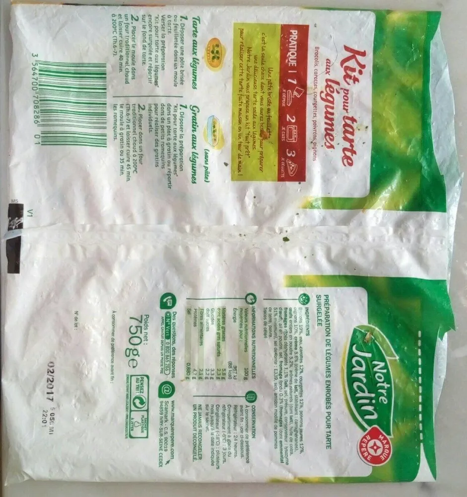 Kit pour tarte aux légumes