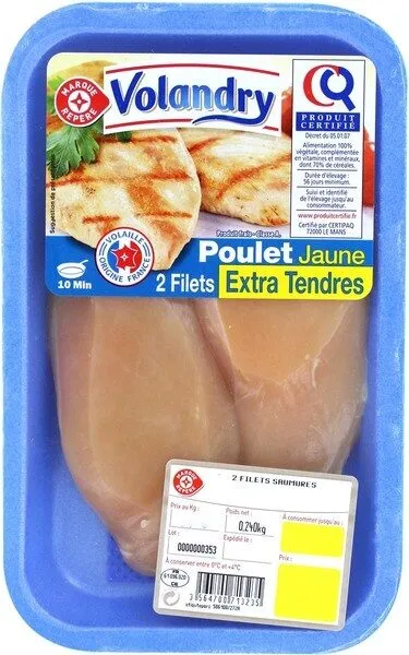 Filets de poulet jaune extra tendres certifiés x 2