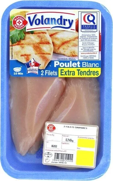 Filets de poulet blanc extra tendres certifiés x 2