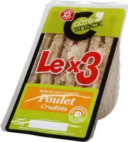 Sandwich club triple poulet crudités