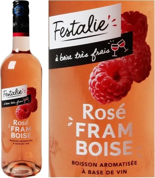 Boisson à base de vin rosé framboise