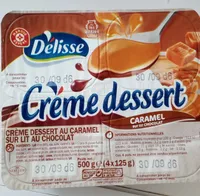Crème dessert caramel sur lit de chocolat