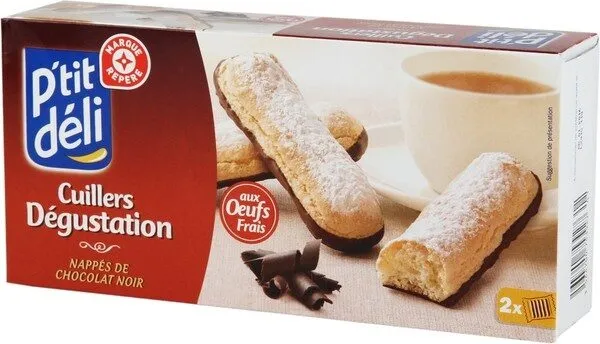 Biscuits cuillers dégustation nappés de chocolat noir