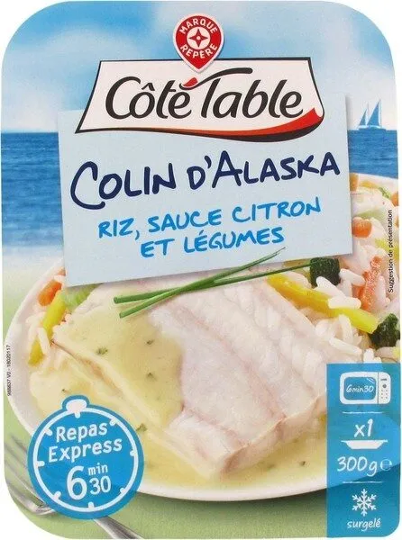 Colin d'Alaska sauce citron et riz et petits légumes surgelé