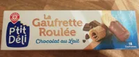 Gaufrette roulée nappée de chocolat au lait
