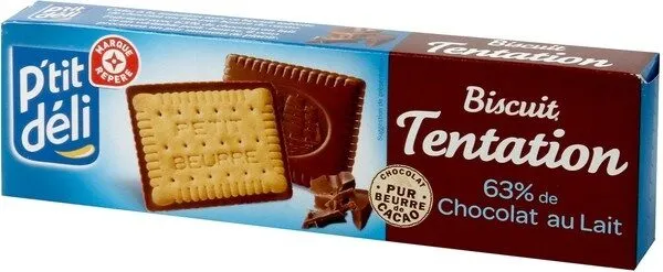 Biscuit tentation petit beurre napé de 63% de chocolat au lait