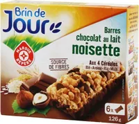 Barres céréales chocolat au lait noisette x 6